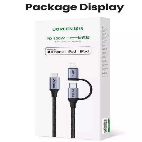 Cáp sạc và truyền dữ liệu 2 trong 1 Ugreen US513 Lightning, Type C