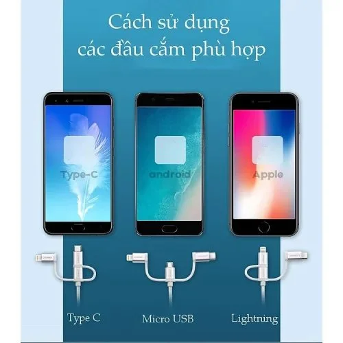 Cáp sạc và truyền dữ liệu 3 trong 1 Ugreen US186 — ảnh 2