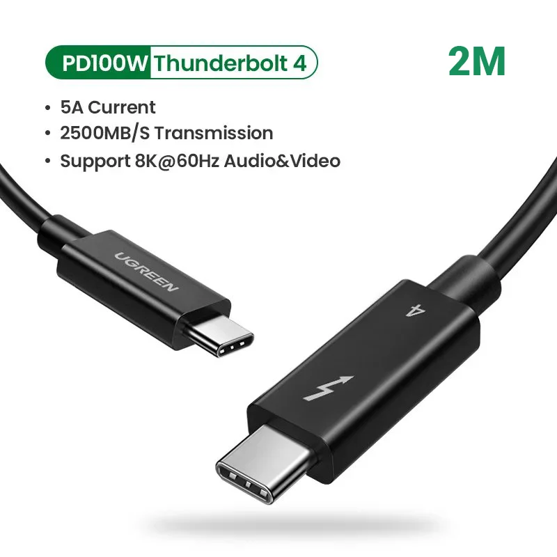 Cáp Thunderbolt 4 Type C 100W Ugreen US501 60621 dài 2m