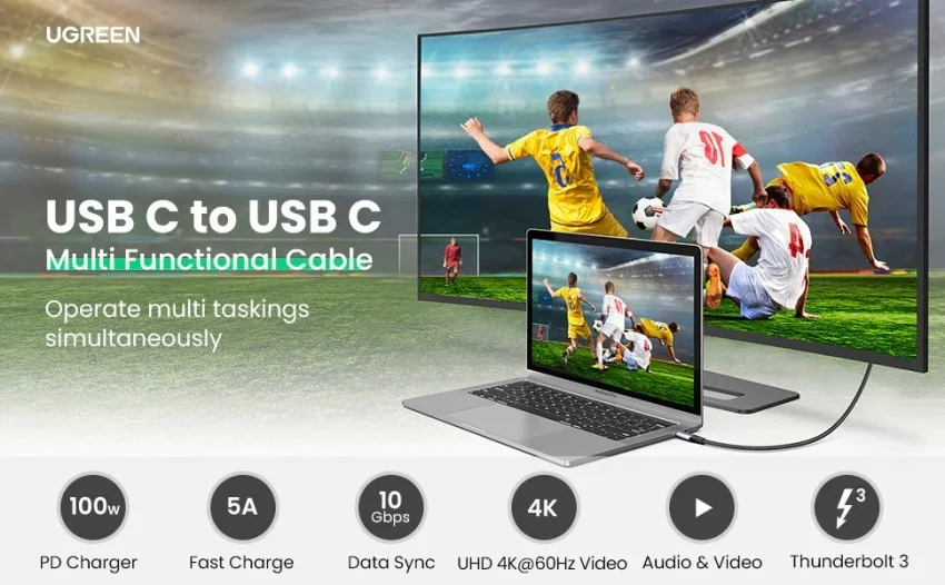 Cáp Thunderbolt Type C Ugreen US355 truyền hình ảnh — ảnh 6