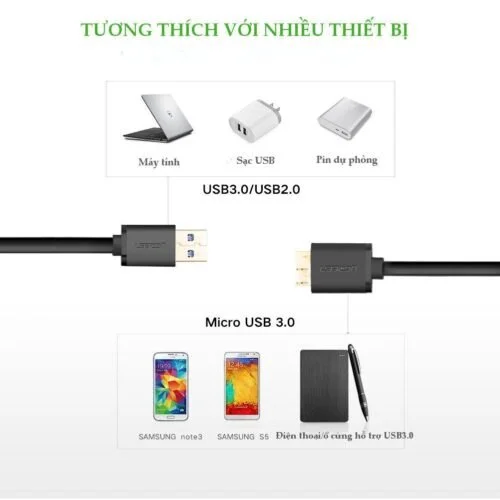 Cáp USB 3.0 sang micro USB 3.0 UGREEN 10843 đầu cáp mạ vàng — ảnh 5