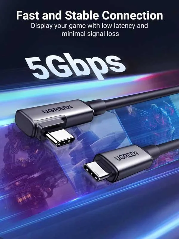 Cáp USB Type-C to Type-C bẻ góc 90 độ dài 5M tốc độ 5Gbps Ugreen 90629 cao cấp — ảnh 5