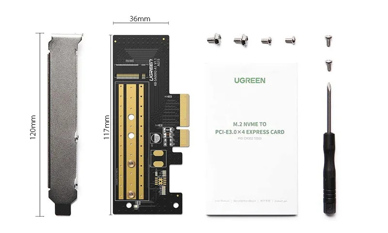 Card PCI sang NVMe UGREEN CM302 chuyển đổi ổ cứng – SSD NVMe M.2 PCIe 2280 to PCI-E 3.0 4X Ugreen (70504) — ảnh 4