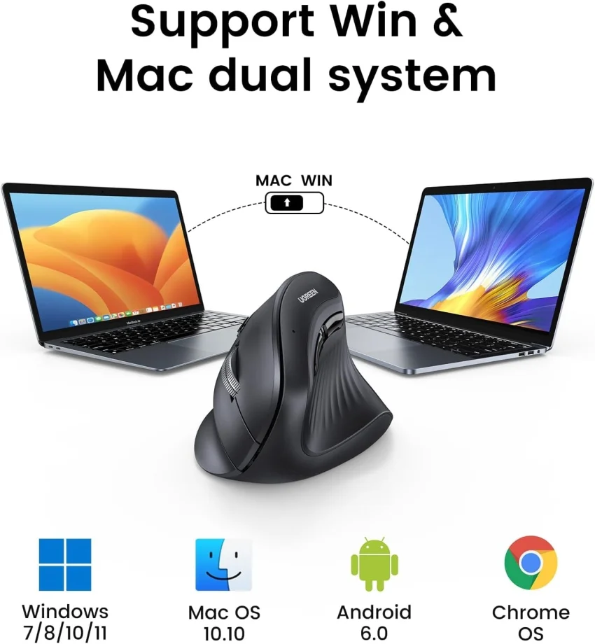 Chuột dọc không dây công thái học Bluetooth 5.0 2.4Ghz có 5 nút 4000DPI Ugreen MU008 25444 cao cấp — ảnh 4