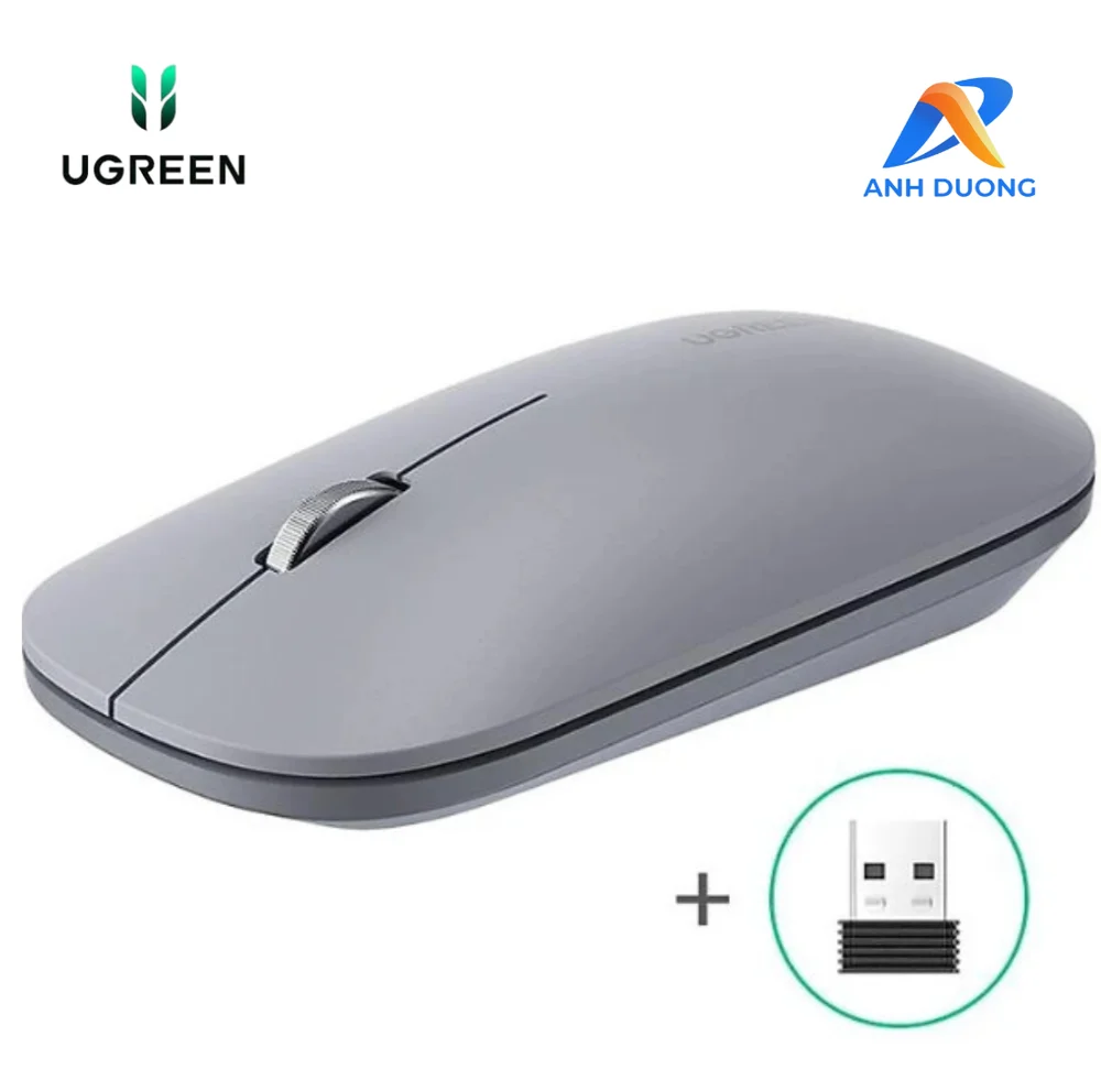 Chuột không dây 2,4G Bluetooth màu xám + kèm pin AA (MU001) Ugreen 25160