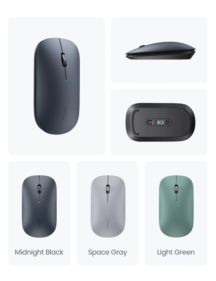 Chuột không dây 2,4G Bluetooth màu xanh lá + kèm pin AA (MU001) Ugreen 25159 — ảnh 3
