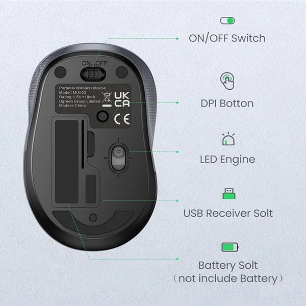 Chuột không dây 2.4G SILENT 2400DPI Ugreen 90371