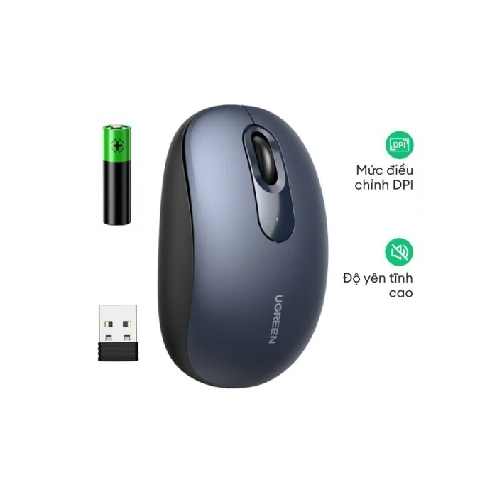 Chuột không dây 2.4G SILENT Màu Hồng 2400DPI + kèm pin AA (MU105) Ugreen 90686 — ảnh 2