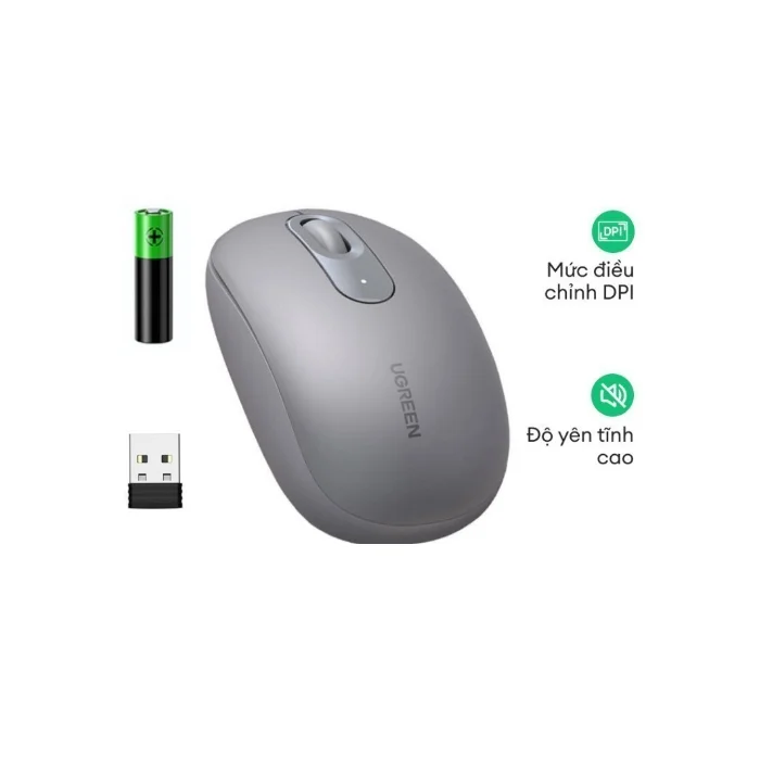 Chuột không dây 2.4G SILENT Màu Hồng 2400DPI + kèm pin AA (MU105) Ugreen 90686 — ảnh 3