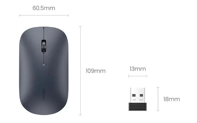 Chuột không dây Bluetooth 2.4G màu đen + kèm pin AA (MU001) Ugreen 25163 — ảnh 6