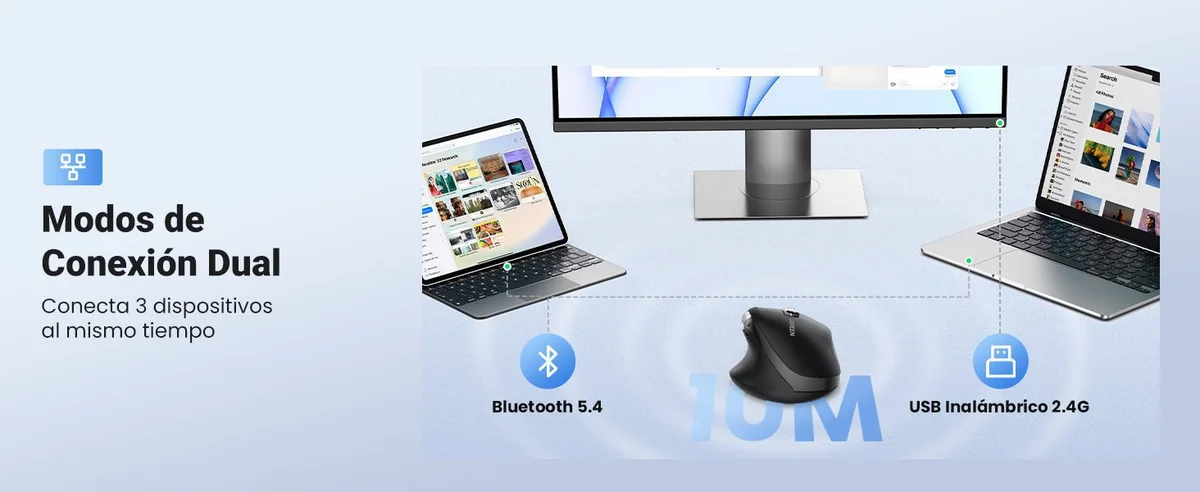 Chuột không dây Bluetooth v5.4 & Wirelless 2.4GHz hỗ trợ 5000DPI Ugreen 45792 cao cấp