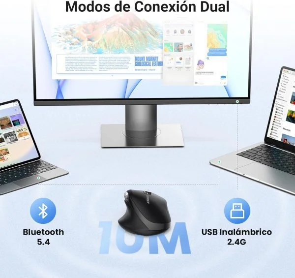 Chuột không dây Bluetooth v5.4 & Wirelless 2.4GHz hỗ trợ 5000DPI Ugreen 45792 cao cấp — ảnh 9