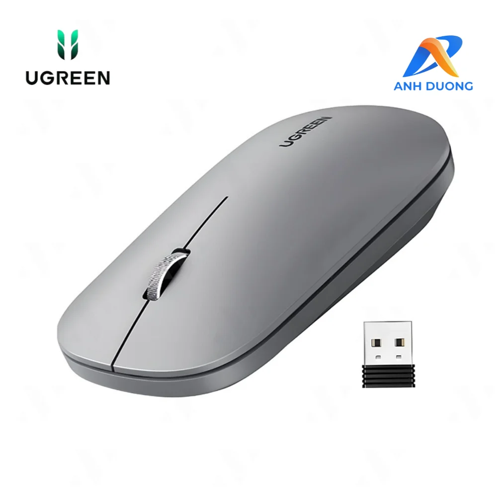 Chuột không dây dùng cho máy tính, laptop chất liệu nhựa ABS, màu xám nhạt Ugreen (90366)