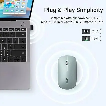 Chuột không dây dùng cho máy tính, laptop chất liệu nhựa ABS, màu xanh lá Ugreen (90374) — ảnh 2