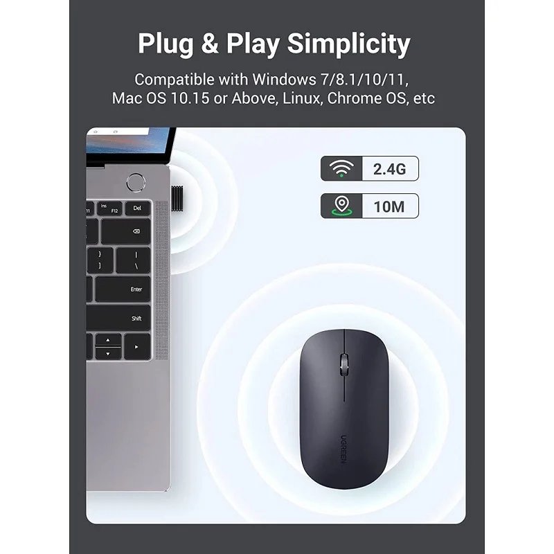 Chuột không dây dùng cho máy tính, laptop màu đen Ugreen (90372) — ảnh 5