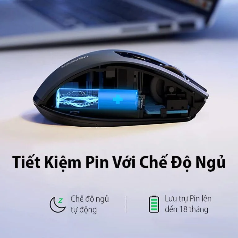 CHUỘT KHÔNG DÂY UGREEN 15508 BLACK (BLUETOOTH + WIRELESS 2.4GHZ)