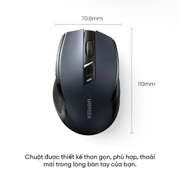 CHUỘT KHÔNG DÂY UGREEN 15508 BLACK (BLUETOOTH + WIRELESS 2.4GHZ)