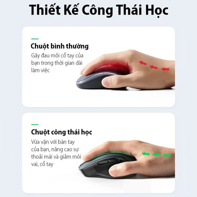 CHUỘT KHÔNG DÂY UGREEN 15508 BLACK (BLUETOOTH + WIRELESS 2.4GHZ)