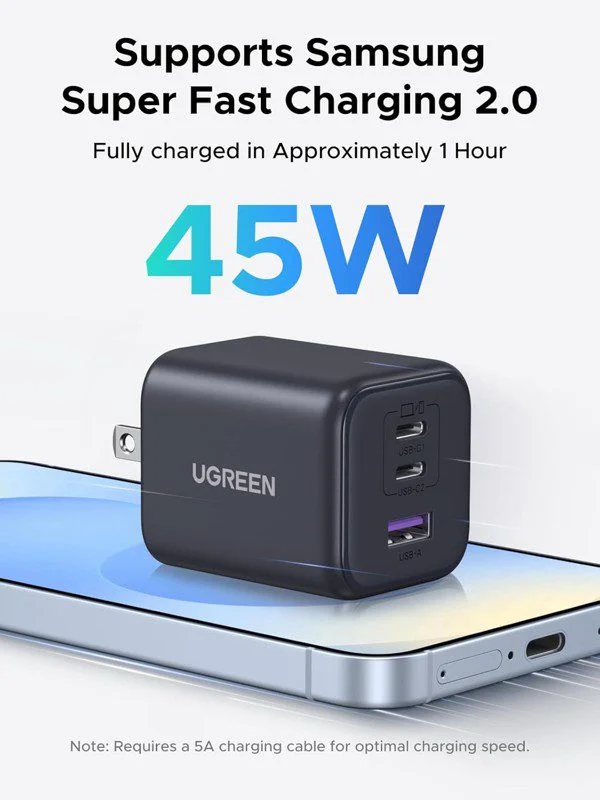 Củ sạc nhanh 1 cổng Type C 45W Ugreen 65155B — ảnh 2