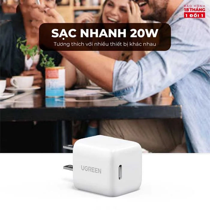 Củ sạc nhanh 20W cổng sạc nhanh PD 3.0, QC 4.0 Thiết kế nhỏ gọn, chân dẹt US Ugreen (10219) — ảnh 6
