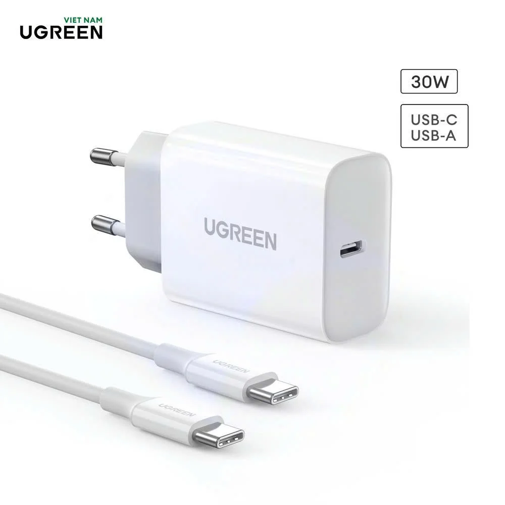 Củ sạc nhanh 30W cổng type C Ugreen CD127 - không kèm dây - chân tròn