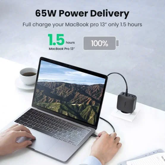 Củ sạc nhanh 65W GaN UGREEN CD224 3 cổng USB-C, 1 cổng USB-A chân tròn — ảnh 4