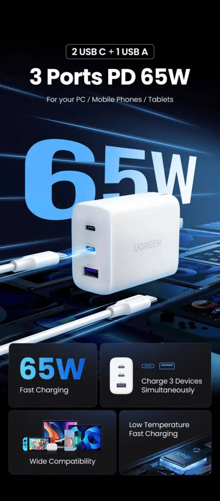 Củ sạc nhanh 65W Ugreen 90495