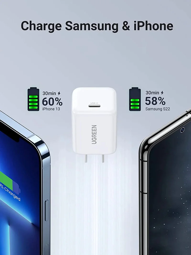 Củ sạc nhanh CD319 30W GaN 1 cổng USB Type-C UGREEN 15329 chân dẹt (MÀU TRẮNG) — ảnh 4