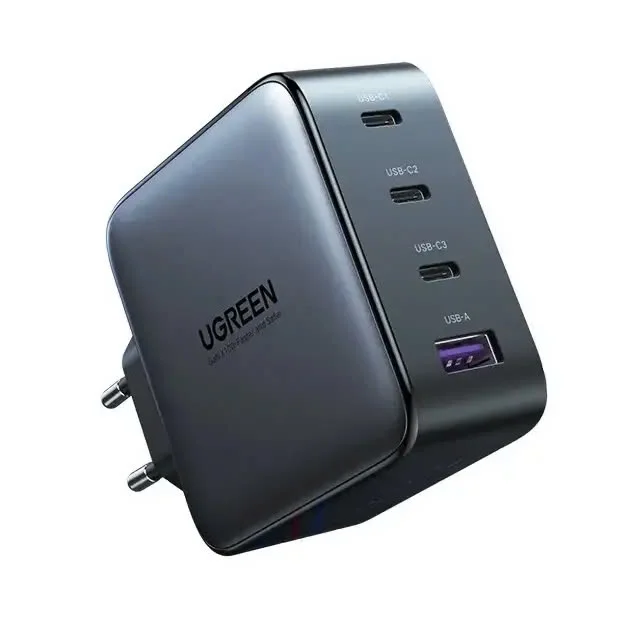 Củ Sạc Nhanh GaN 100W 3C1A Chân Tròn UGREEN CD226 màu xám