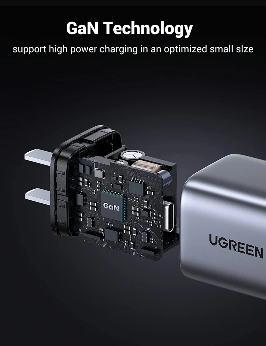 Củ sạc nhanh GaN 30W màu xám Ugreen CD319 Chân tròn (90666) — ảnh 3