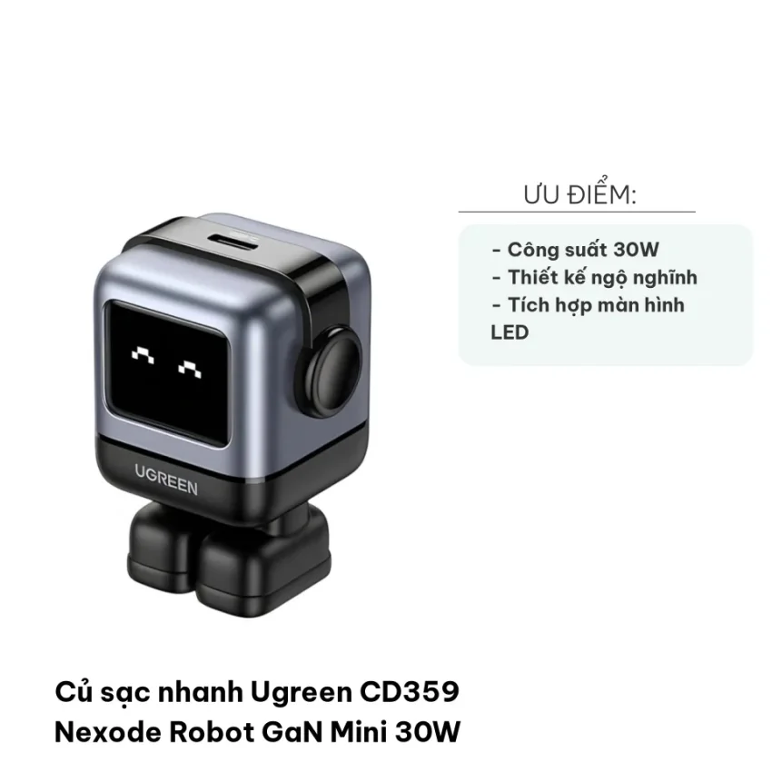 Củ sạc nhanh Robot Nexode RG 30W cổng USB Type C màu Tím (CD359) Ugreen 25036 — ảnh 4