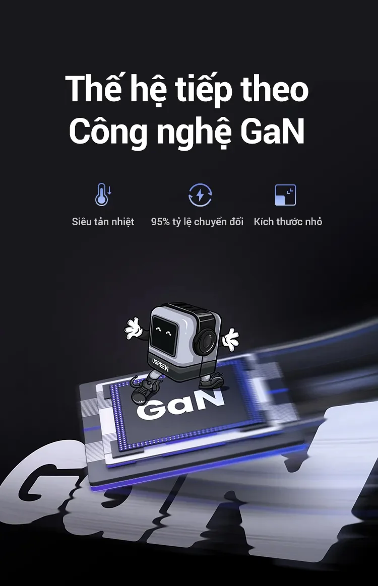 Củ sạc nhanh Robot Nexode RG 65W 3 cổng Type C x2, Type A x1 (CD361) Ugreen 15570
