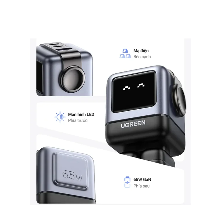 Củ sạc nhanh Robot Nexode RG 65W 3 cổng Type C x2, Type A x1 (CD361) Ugreen 15570