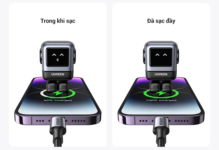 Củ sạc nhanh Robot Nexode RG 65W 3 cổng Type C x2, Type A x1 (CD361) Ugreen 15570