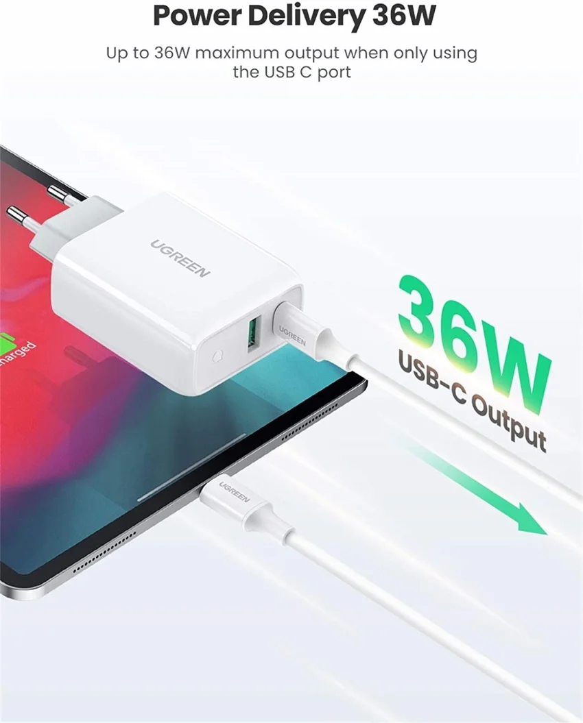 Củ sạc nhanh Ugreen 2 cổng 36W – Sạc nhanh đồng thời 2 thiết bị — ảnh 3