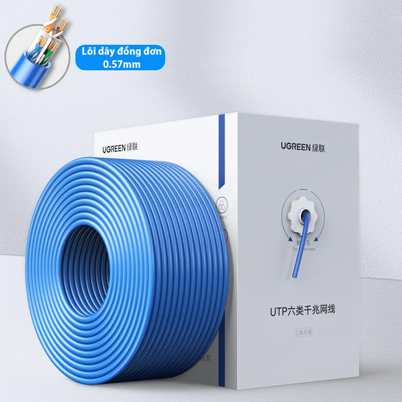Cuộn cáp mạng CAT6 UTP, dài 100M Ugreen (11257)