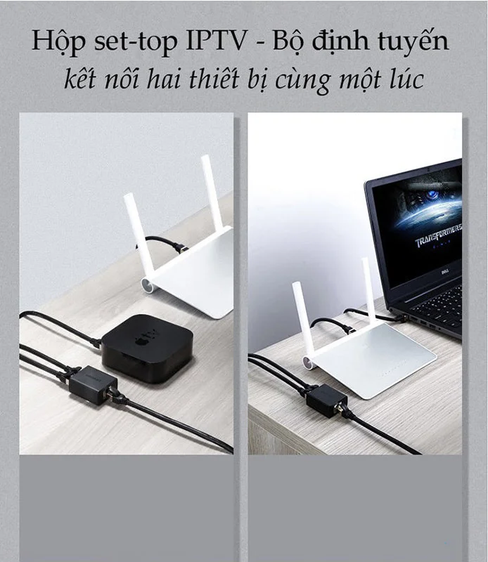 Đầu chia RJ45 Ugreen 1 ra 2 cho dây mạng 2 chiếc/túi màu đen Ugreen (50923) — ảnh 10