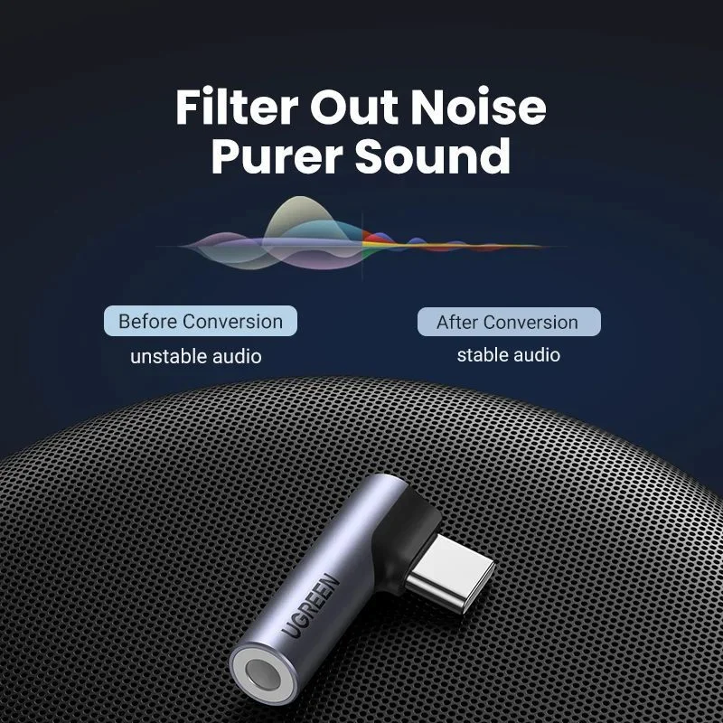 Đầu chuyển âm thanh USB Type-C to 3.5mm AUX có DAC Stereo Mic HiFi bẻ góc 90 độ Ugreen (20194) — ảnh 6