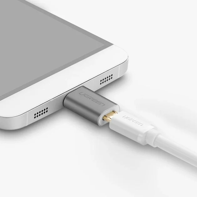 Đầu chuyển USB-C đực sang Micro USB cái vỏ nhôm, màu xám Ugreen (30511)