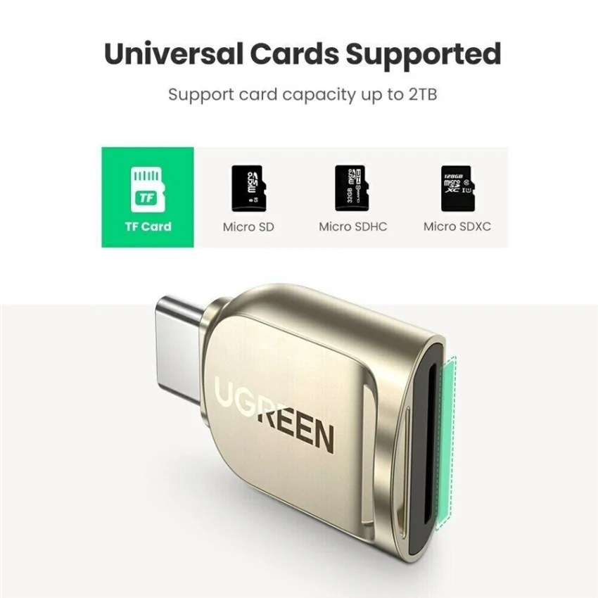 Đầu đọc thẻ nhớ UGREEN 80124 Đầu cắm Type C Tương thích thẻ Micro SD Micro SDXC Micro SDHC UHS-I