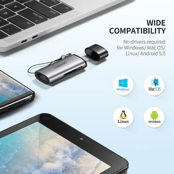 Đầu đọc thẻ TF, SD chân cắm USB-C Ugreen (50704)