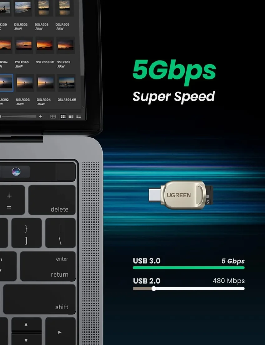 Đầu đọc thẻ TF, SD chân cắm USB-C Ugreen (80124)