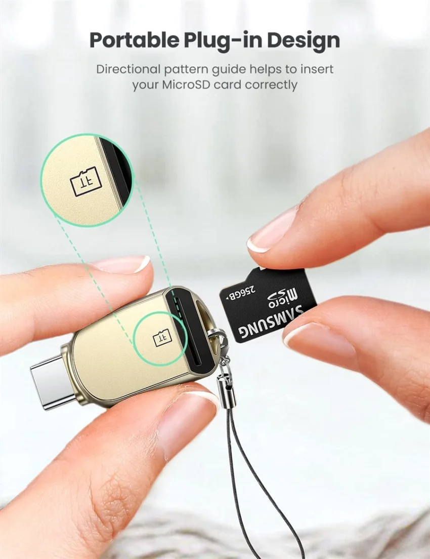 Đầu đọc thẻ TF, SD chân cắm USB-C Ugreen (80124)