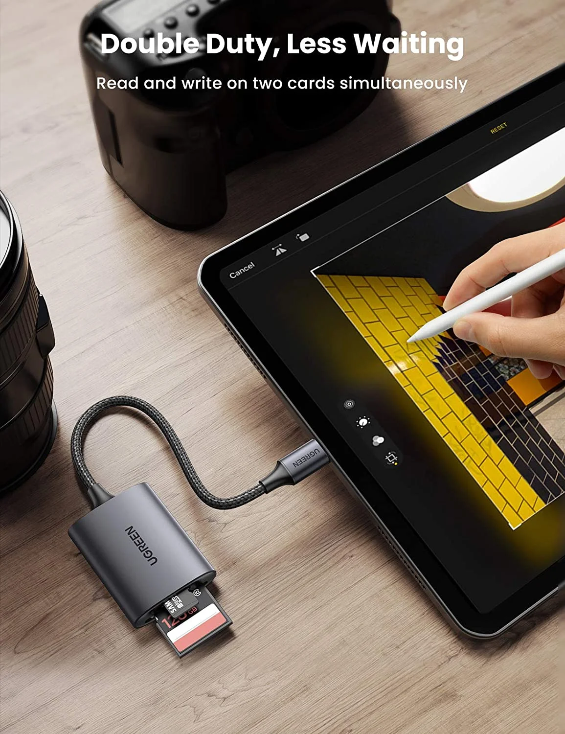 Đầu đọc thẻ TF, SD chân cắm USB- C Ugreen (80888)