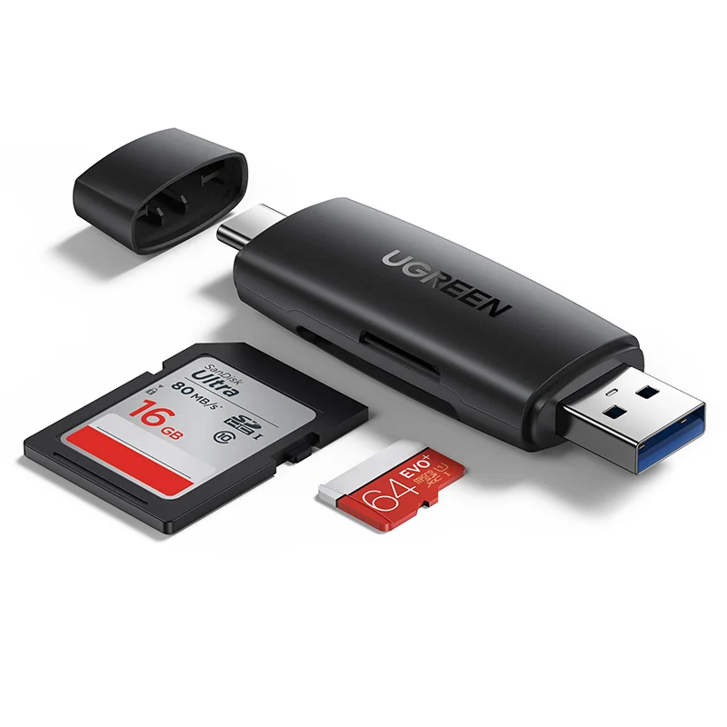 Đầu đọc thẻ TF, SD chân cắm USB-C và USB Ugreen (80191)
