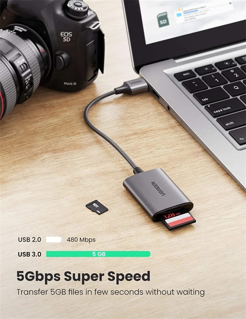 Đầu đọc thẻ TF, SD chân cắm USB Ugreen (80887) — ảnh 7