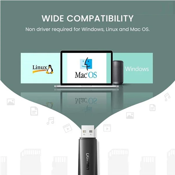 Đầu đọc thẻ USB 2.0 hỗ trợ thẻ TF và DS màu đen Ugreen (60721)