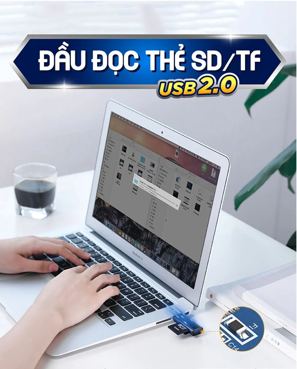 Đầu đọc thẻ USB 2.0 hỗ trợ thẻ TF và DS màu đen Ugreen (60721)