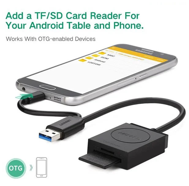 Đầu đọc thẻ USB 3.0 đa năng SD, TF có OTG dài 15cm Ugreen (20203)