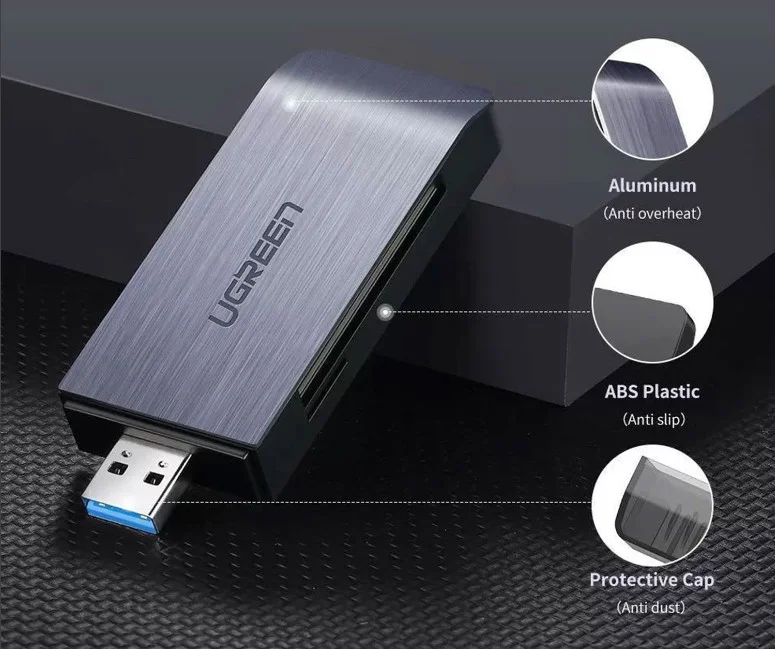 Đầu đọc thẻ USB 3.0 hỗ trợ thẻ TF,SD,CF,MS màu trắng Ugreen (50541)